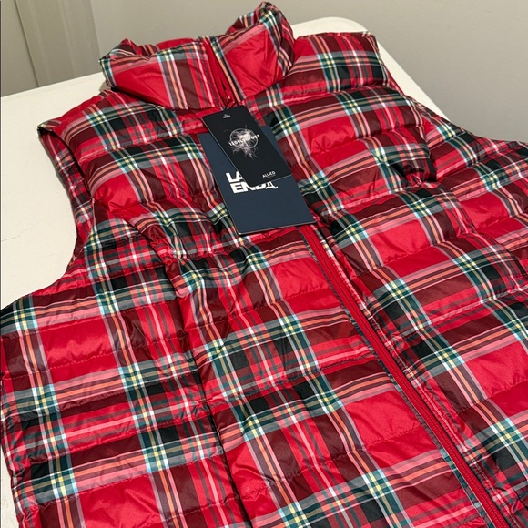 NWT 100% Down Red Plaid Puffer Women Vest Rugged Outdoor Durable Lands End 1X - Picture 8 of 16